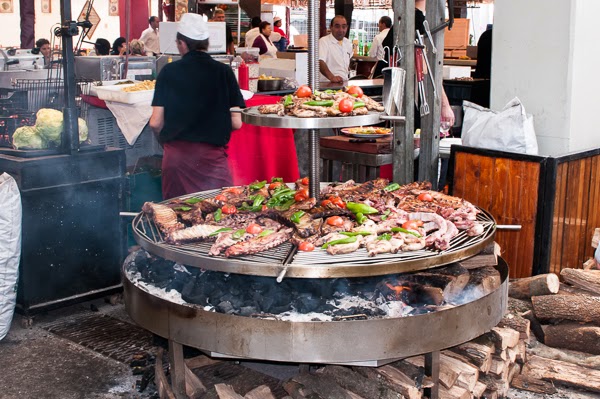 Grilled meat and fish at Feria de Abril