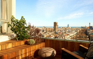 A view from a suite terrace at Le Meridien, a Barcelona luxury hotel.