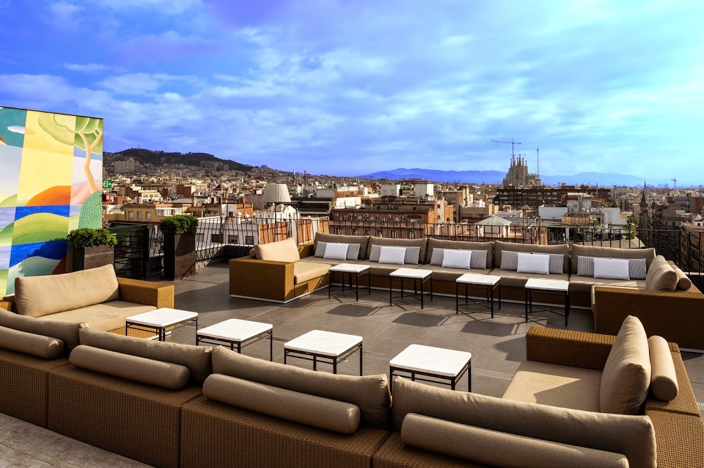 A sunny day on the Majestic Hotel terrace, part of the Barcelona Experience blog luxury hotel series.