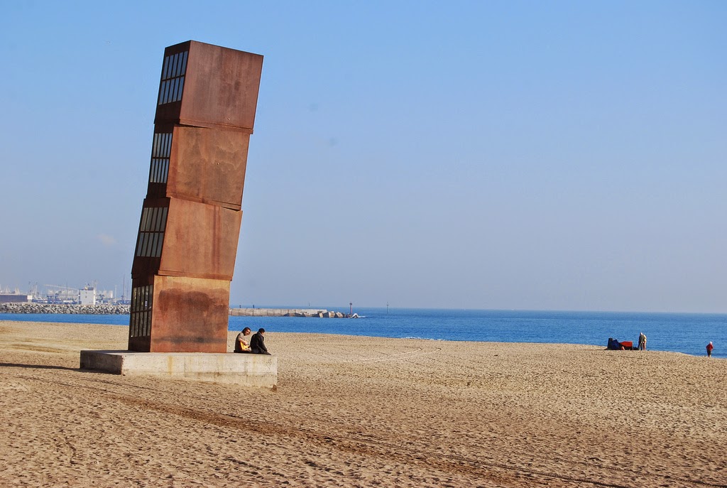 Barcelona's Barceloneta Beach is conspicuously empty during the winter months.