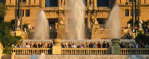 Sightseeing Barcelona: One of the many smaller fountains that make up the Magic fountain of Montjuic.