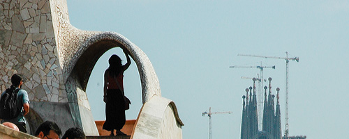 Sightseeing Barcelona, La Pedrera: The roof of the Pedera offers fantastic views of the city and the Sagrada Familia.